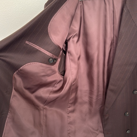 Ermenegildo Zegna brown pinstriped double breasted suit jacket amazing condition - Picture 8 of 13